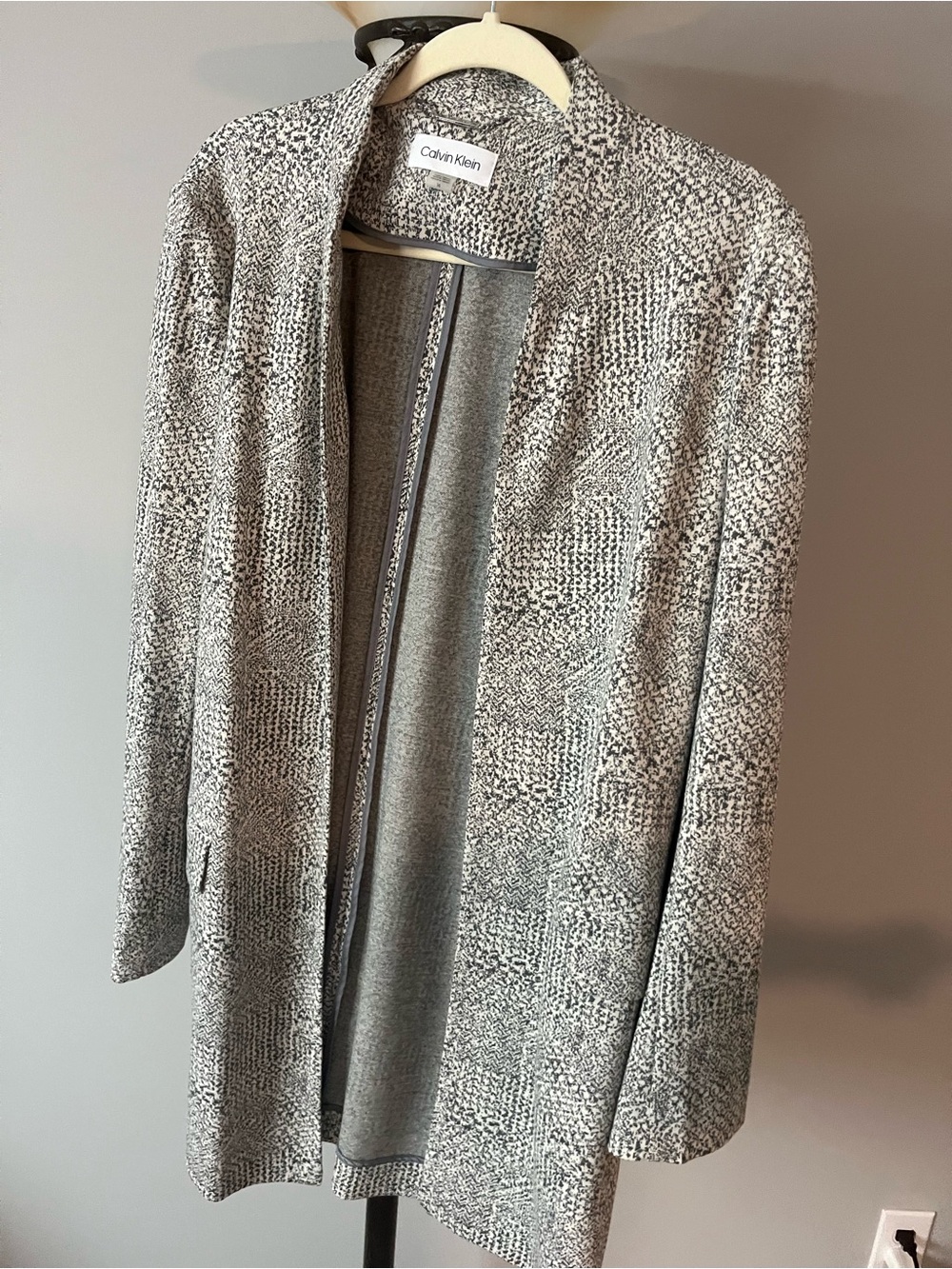 Calvin Klein Marled Gray Open Knit Cardigan